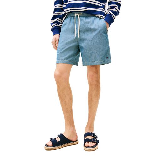 Tommy Hilfiger Mercer Chambray Flag Embroidery Shorts